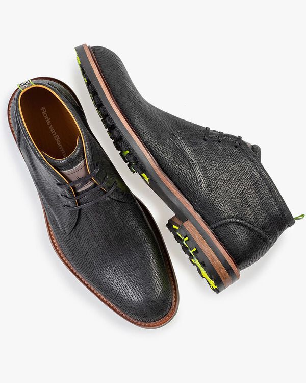 Veterboot zwart met print