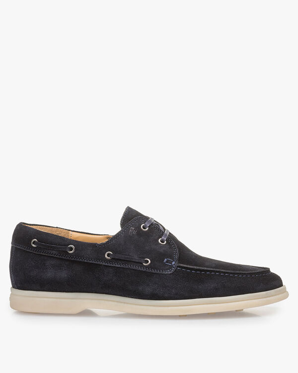 Donkerblauwe su&egrave;de bootschoen
