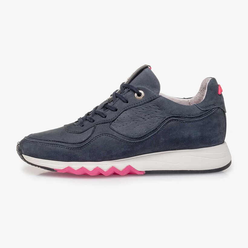 Donkerblauwe nubuckleren sneaker