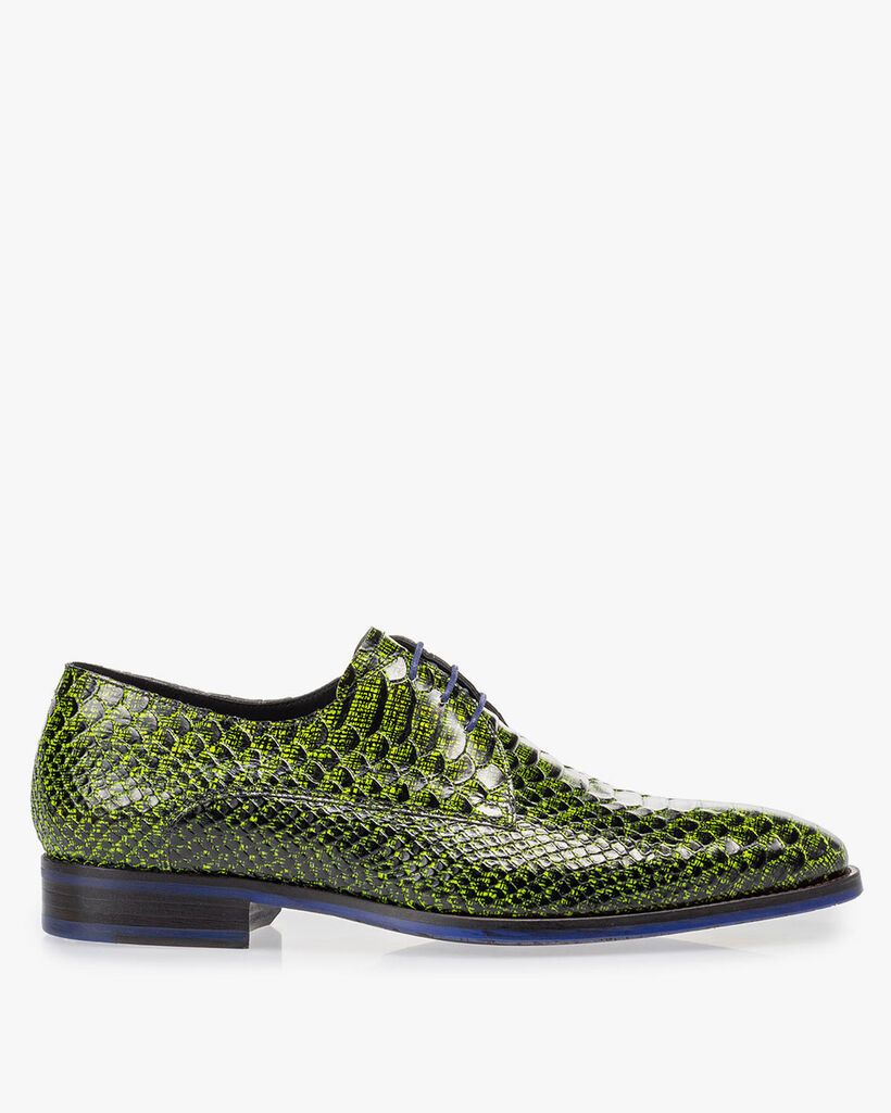 Veterschoen snakeprint donkergeel
