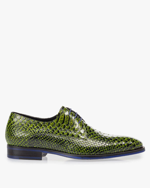 Veterschoen snakeprint donkergeel