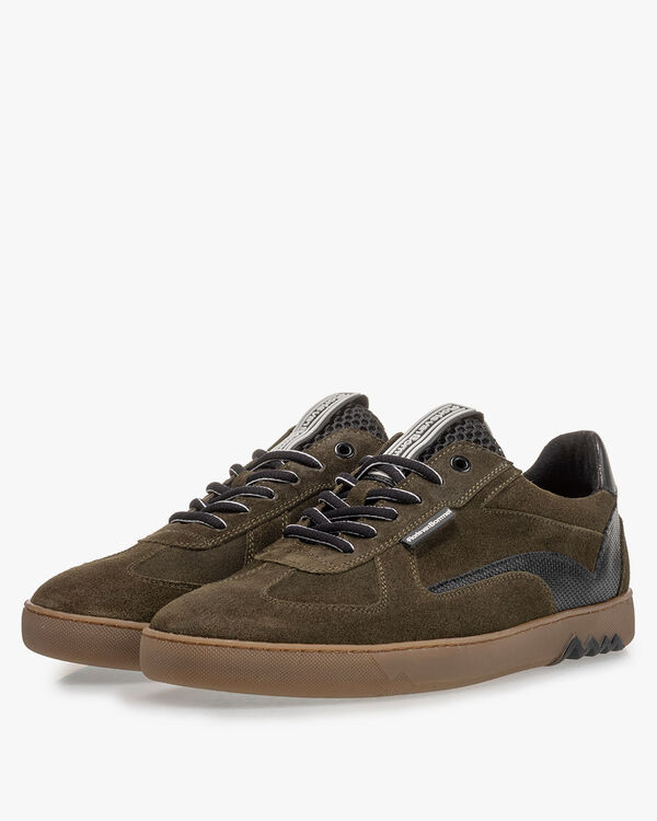 Sneaker su&egrave;de donkergroen