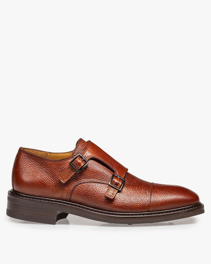 Kalfsleren gespschoen cognac