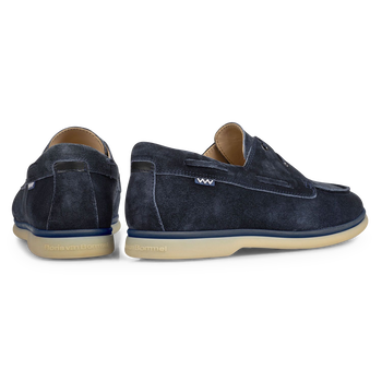 Boat shoe suede leather blue