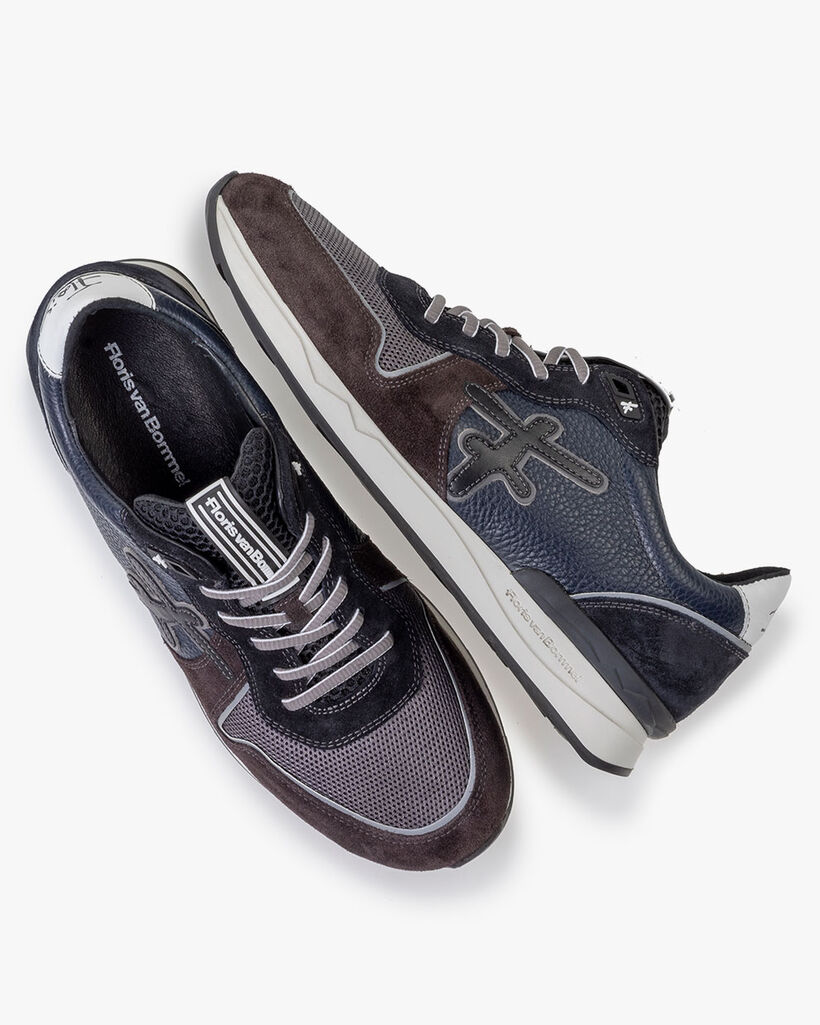 Sneaker su&egrave;de blauw/groen