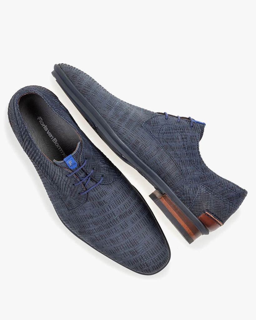 Veterschoen met print donkerblauw