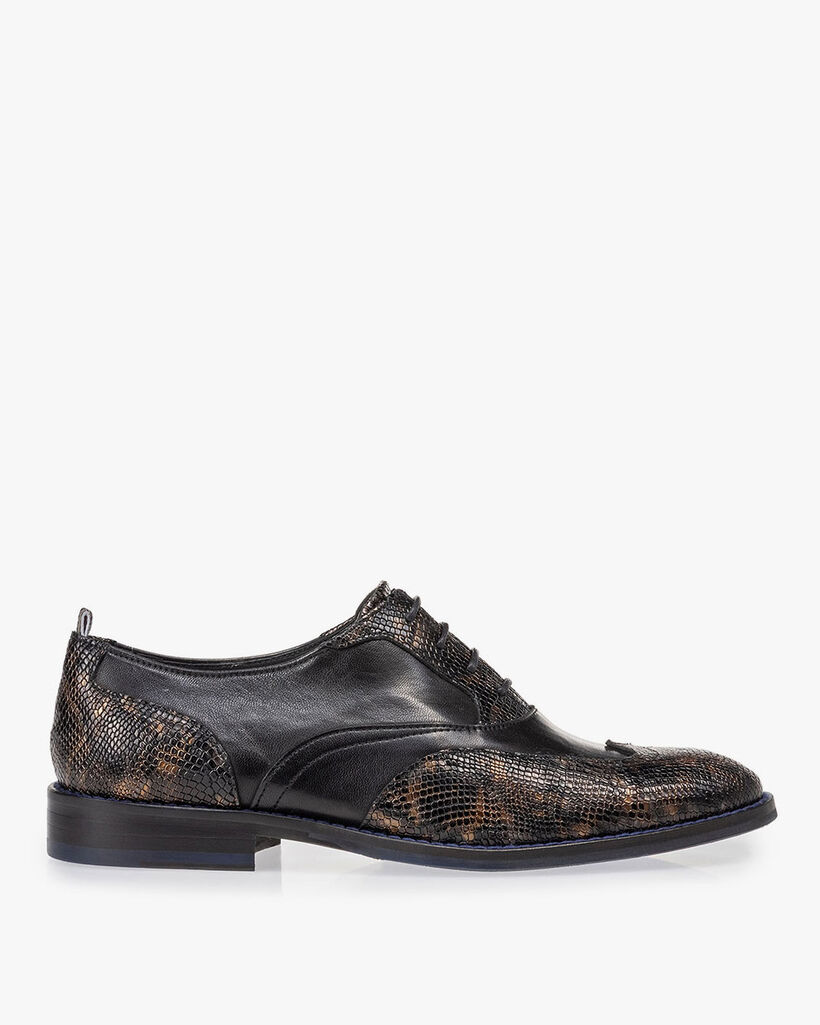 Lace shoe croco print copper