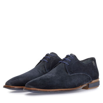 Lace shoe blue suede leather