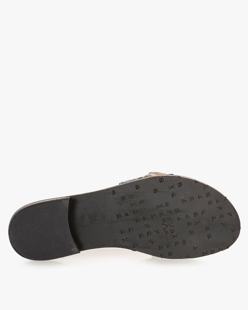 Slipper geprint leer blauw