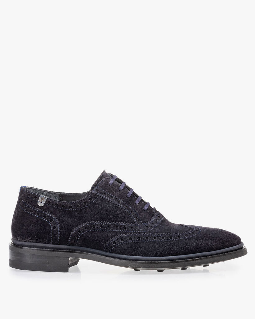 Brogue su&egrave;de donkerblauw