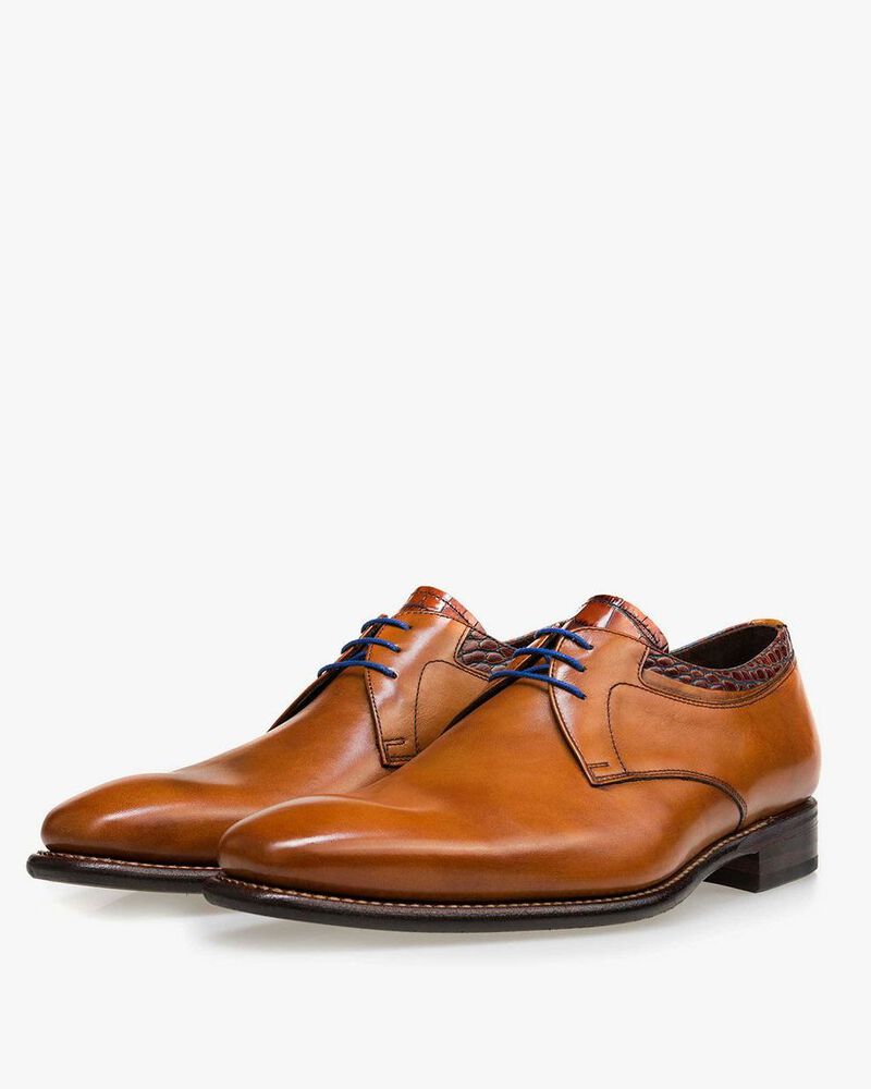 Floris van Bommel cognac leather men's lace-up shoe