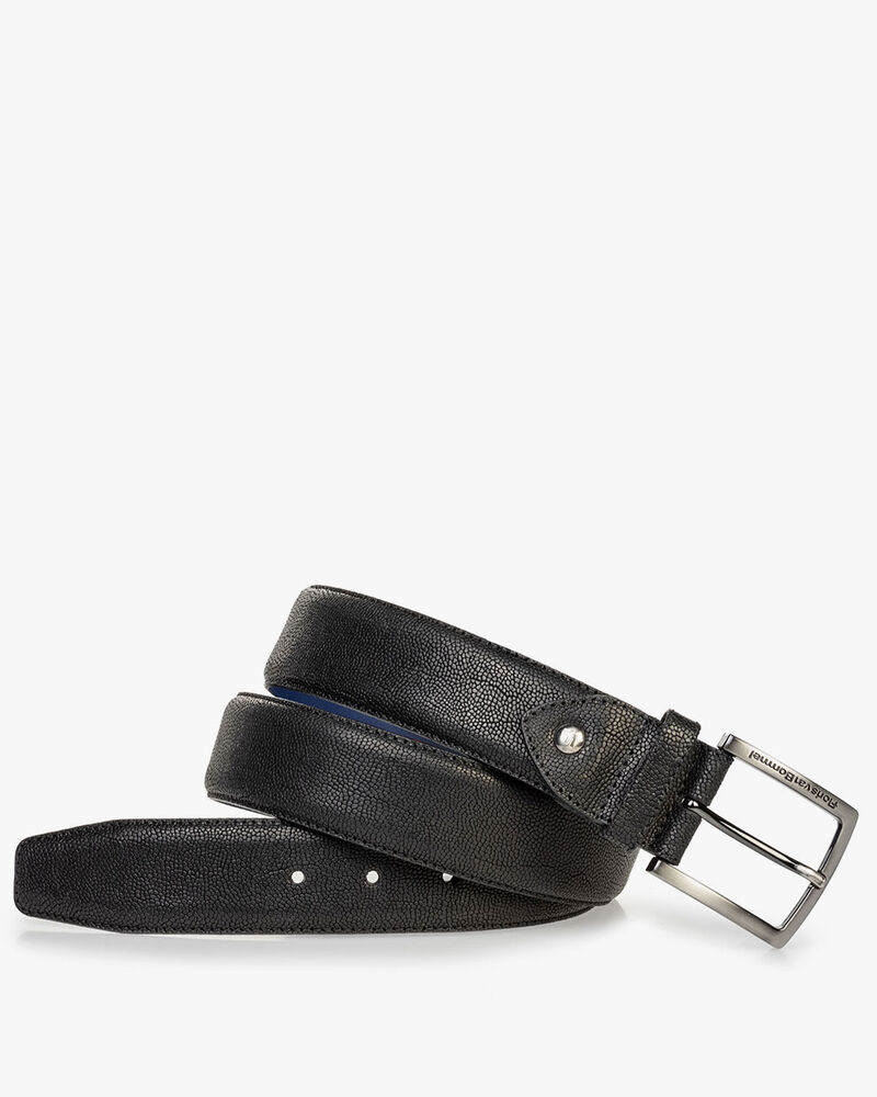 Zwarte leren riem met print