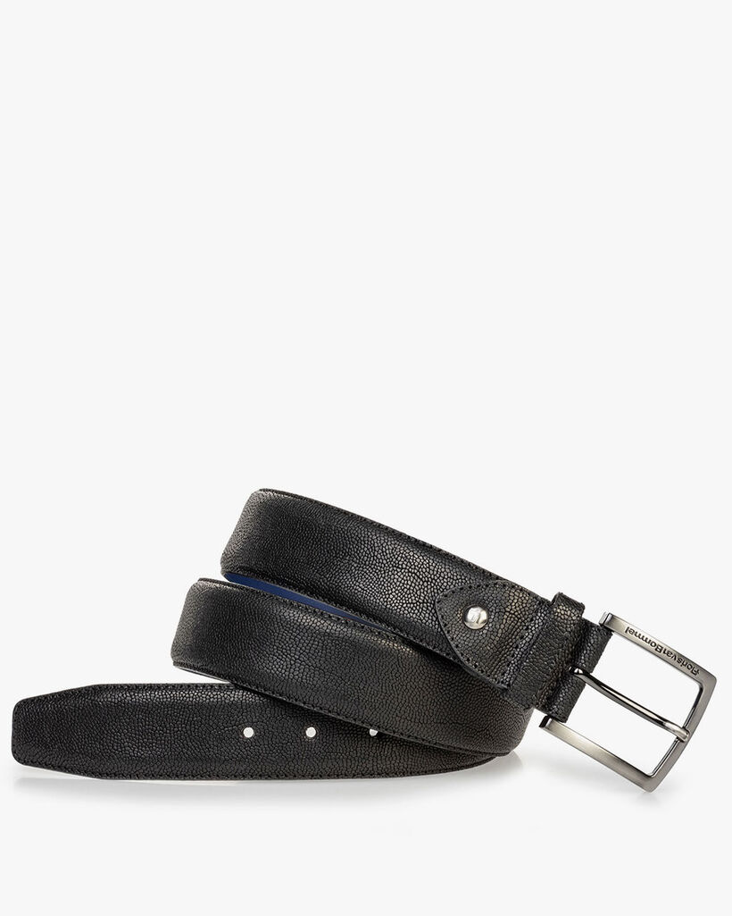 Zwarte leren riem met print