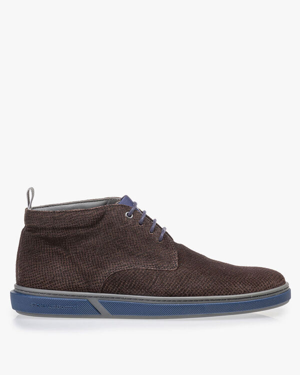 Lace boot brown with print