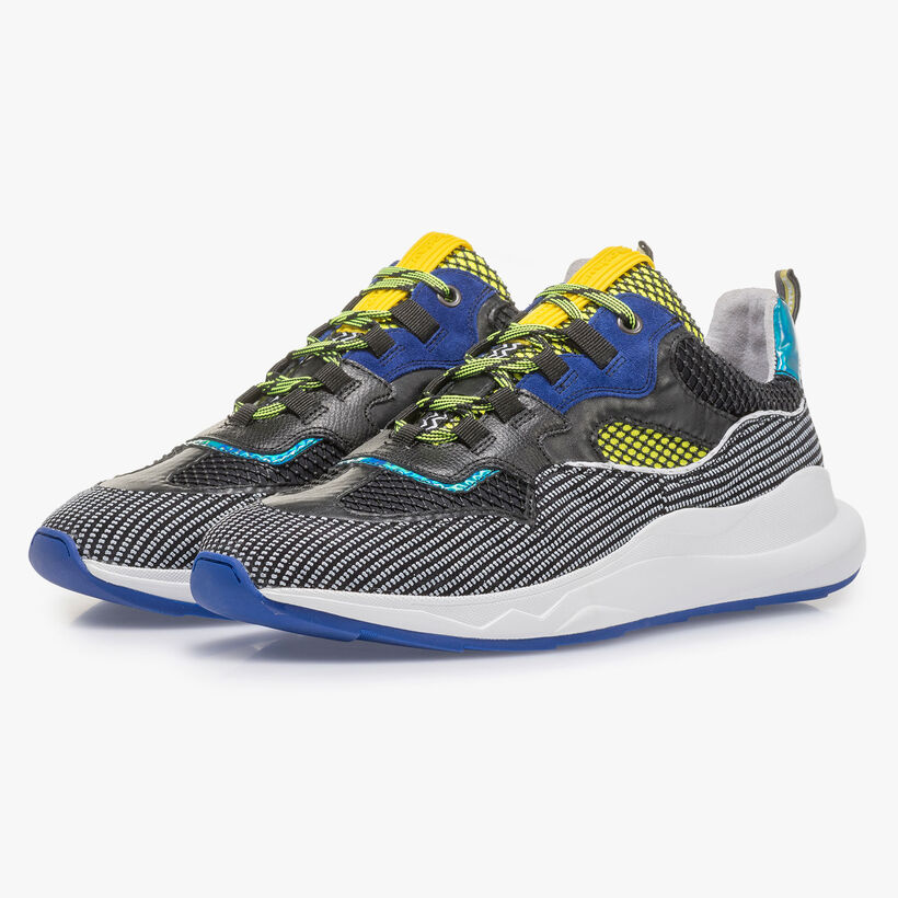Premium blue and yellow suede leather sneaker