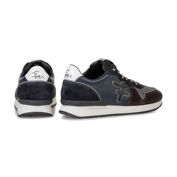 Sneaker su&egrave;de blauw/groen