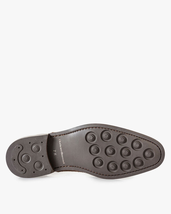 Brogue su&egrave;de donker taupe