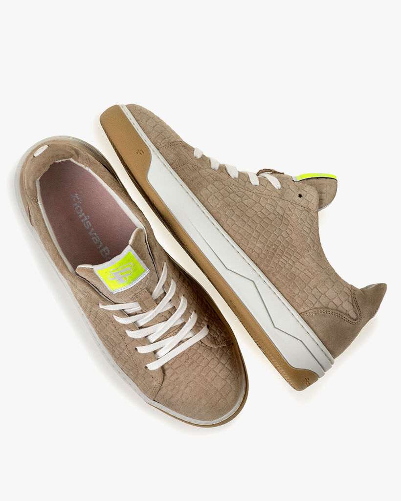Sneaker geprint su&egrave;de beige
