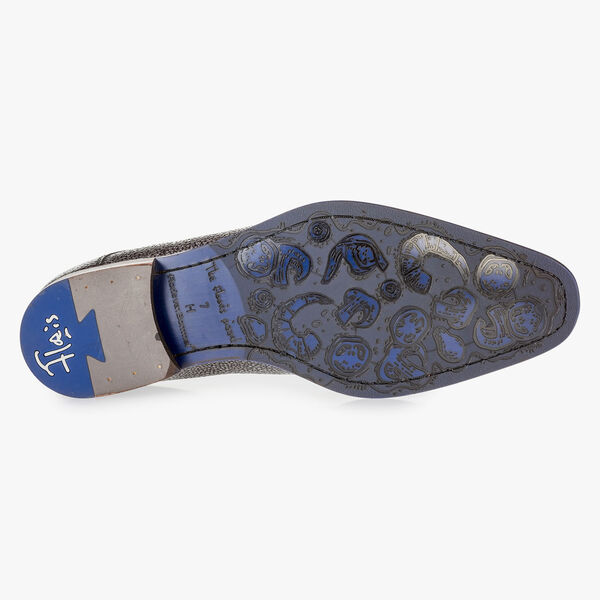 Grijze veterschoen met metallicprint