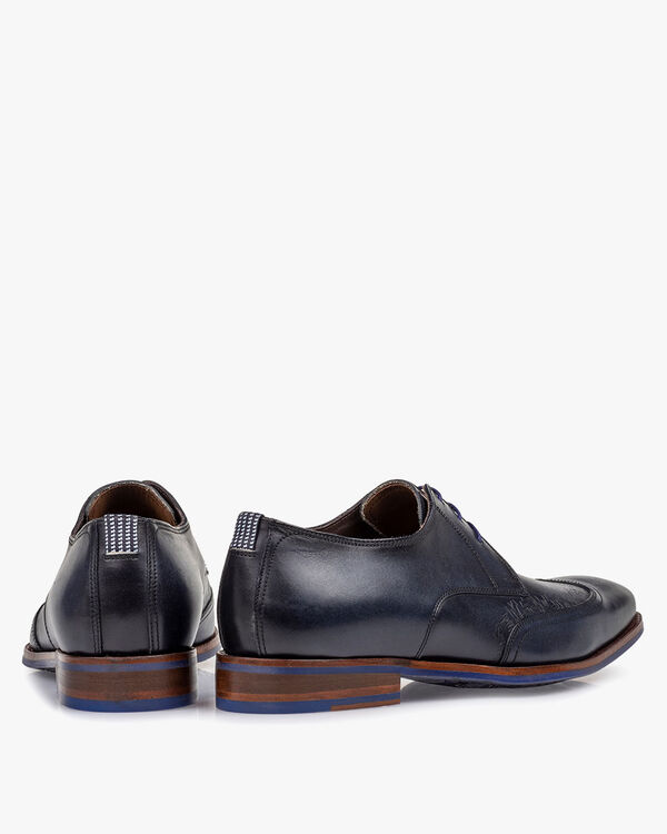 Lace shoe blue calf leather
