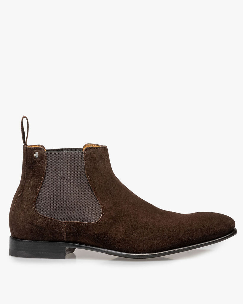 Donkerbruine su&egrave;de chelsea boot