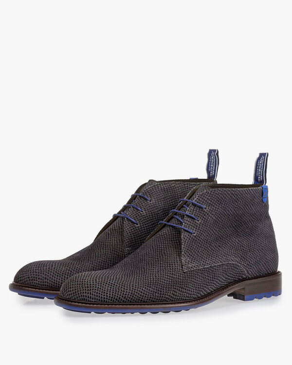 Lace boot grey with print