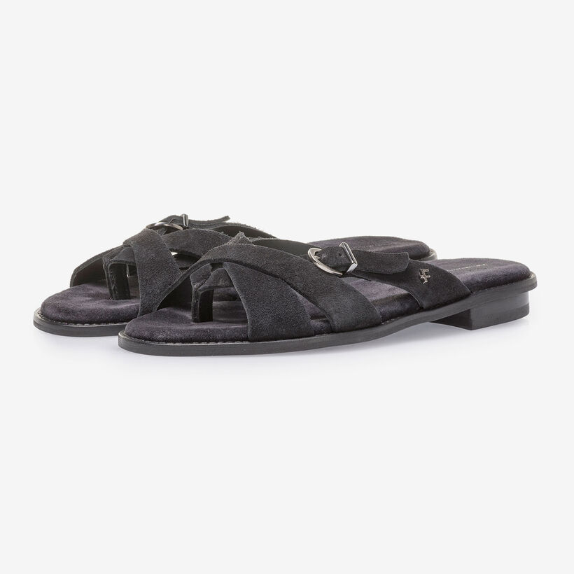 Zwarte su&egrave;de slipper