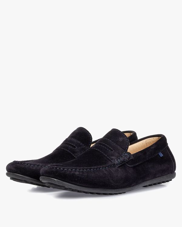 Mocassin su&egrave;de donkerblauw