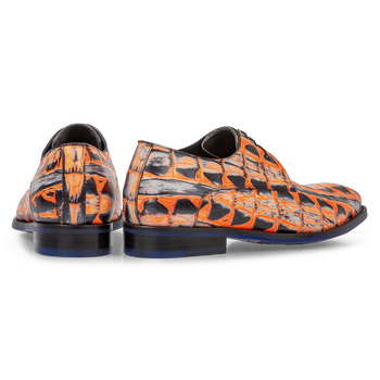 Veterschoen crocoprint oranje