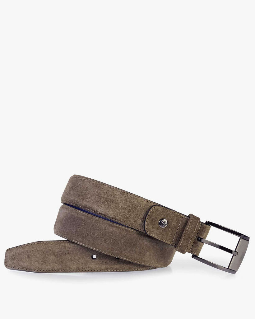 Belt suede leather taupe
