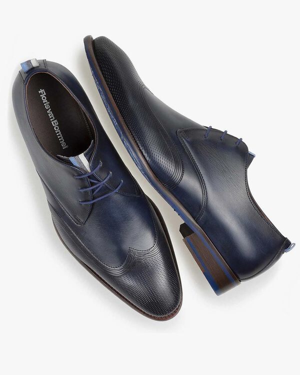Veterschoen kalfsleer donkerblauw