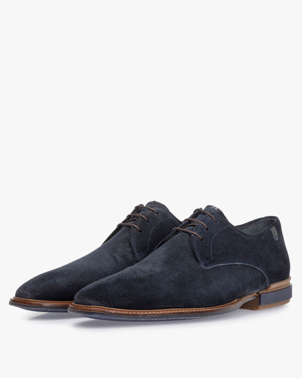 Lace shoe blue suede leather