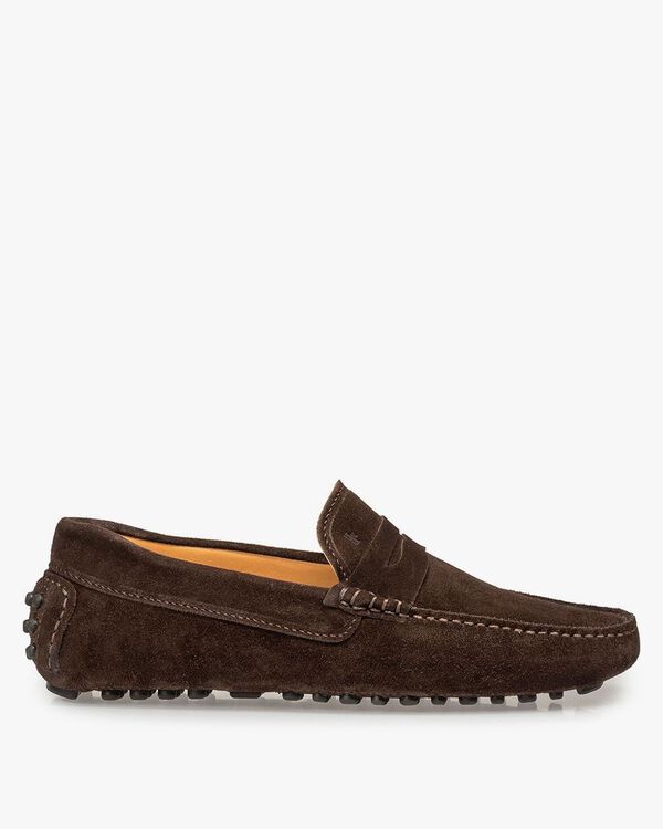 Donkerbruine su&egrave;de mocassin