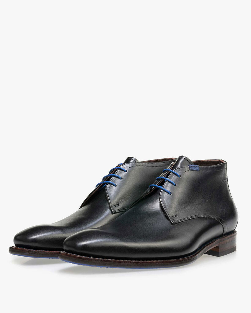 Veterboot kalfsleer zwart