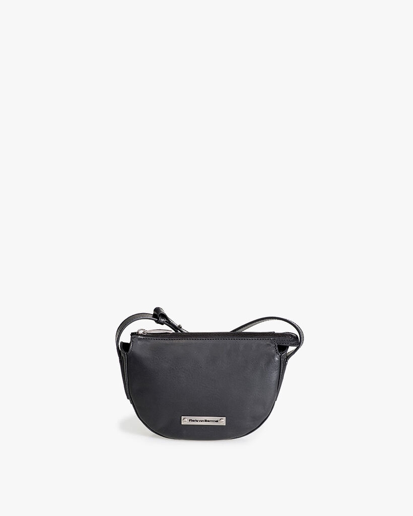 Zwarte leren cross body bag