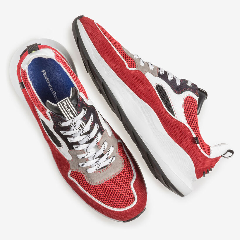Multi-color su&egrave;de sneaker rood/wit