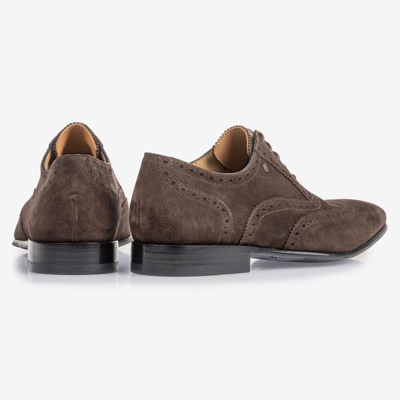 Donkerbruine su&egrave;de brogue