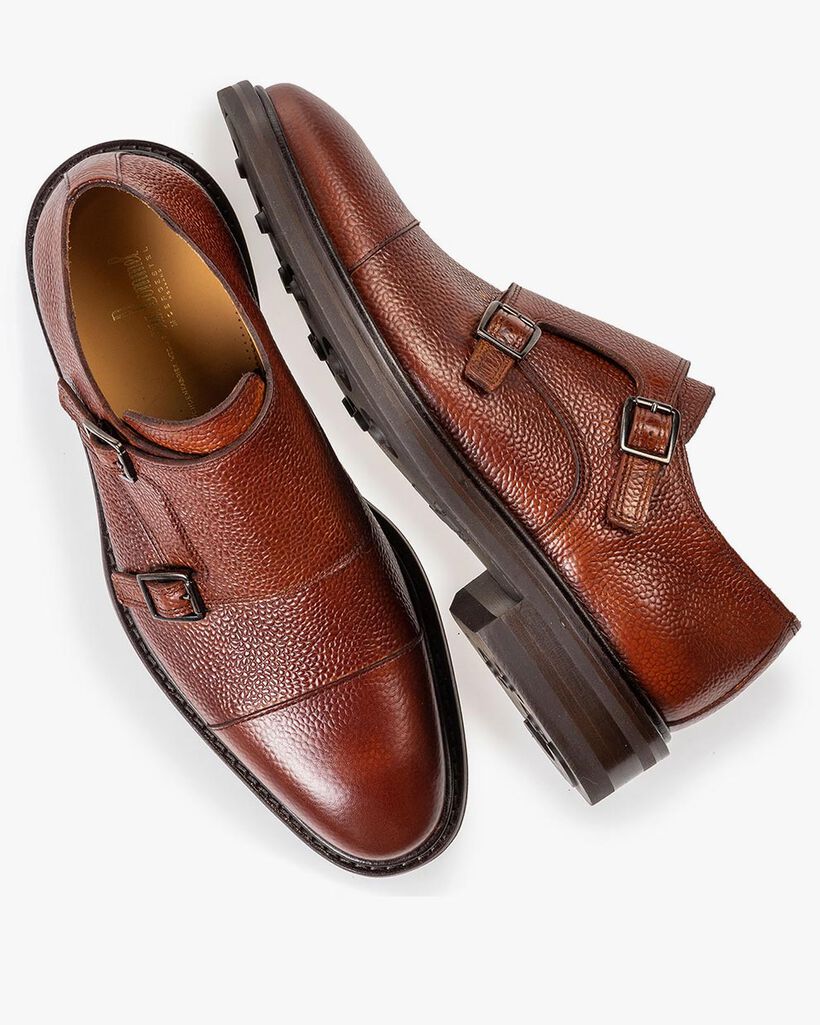 Kalfsleren gespschoen cognac