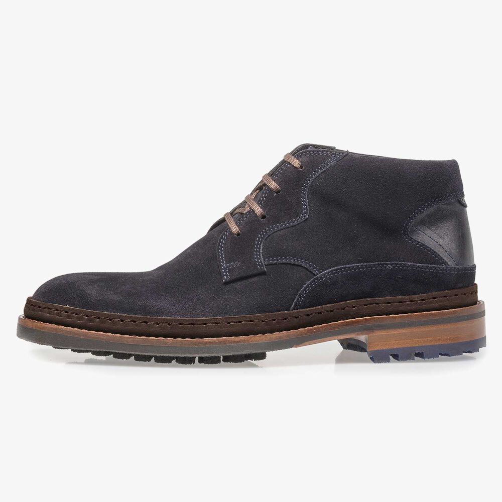 Dark blue suede lace boot