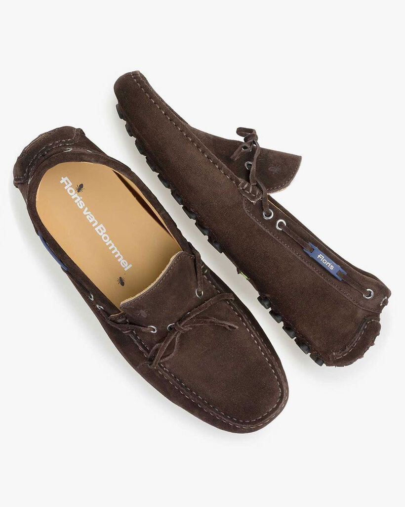 Donkerbruine kalfssu&egrave;de mocassin