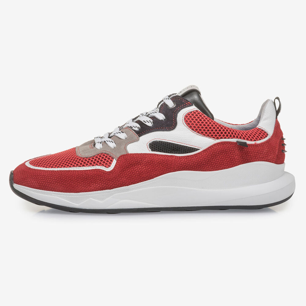 Multi-color su&egrave;de sneaker rood/wit