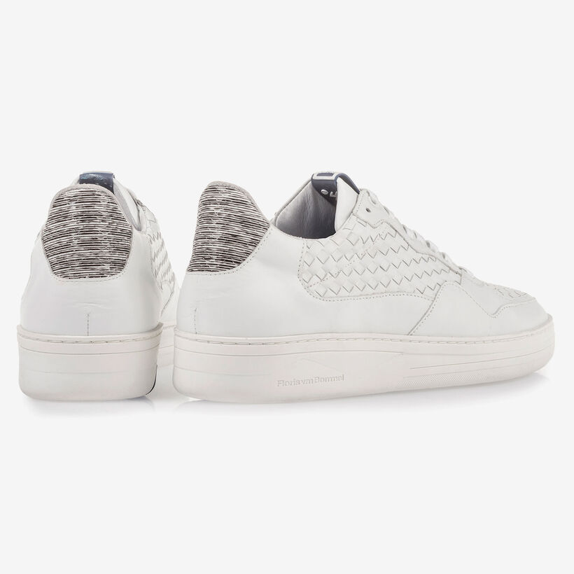 Witte gevlochten kalfsleren sneaker