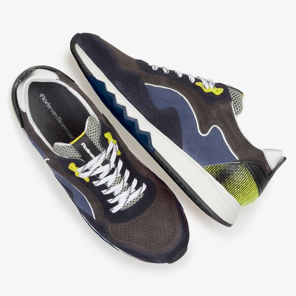 Su&egrave;de sneaker geel/blauw