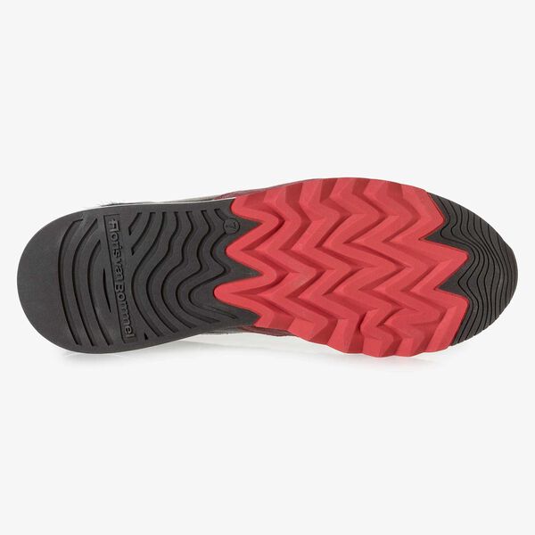 Red and blue suede leather sneaker