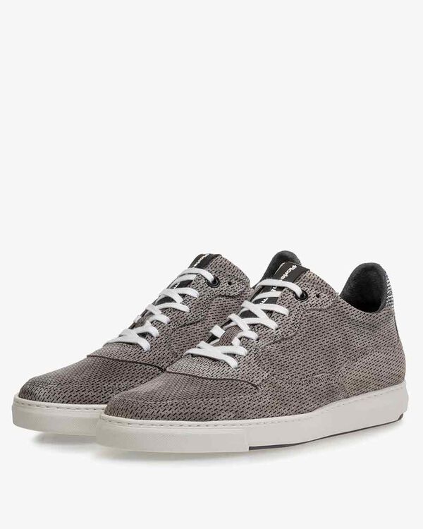 Sneaker geprint su&egrave;de grijs
