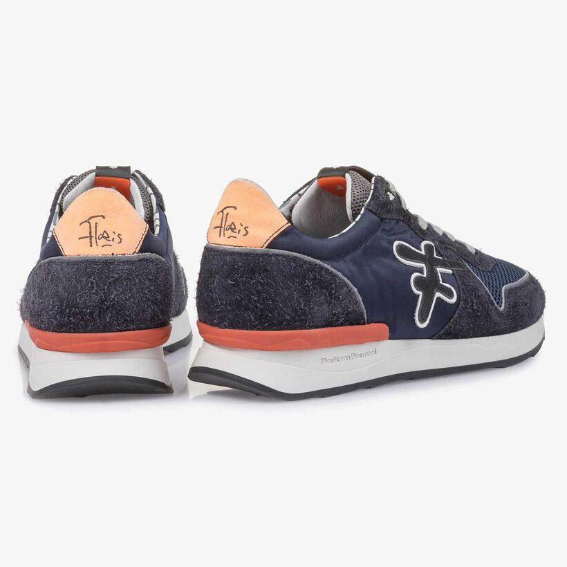 Dark blue-orange suede leather sneaker