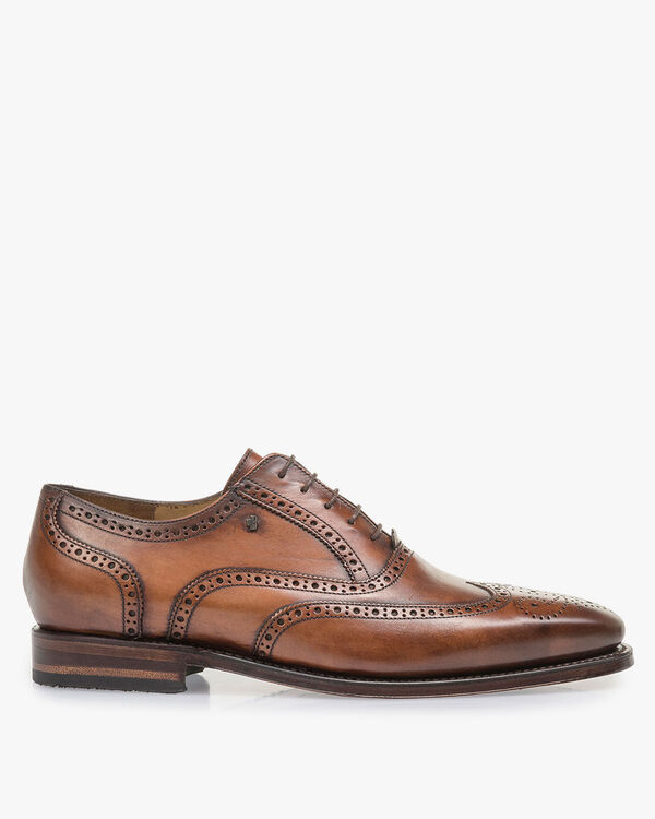 Dark cognac-coloured calf leather brogue