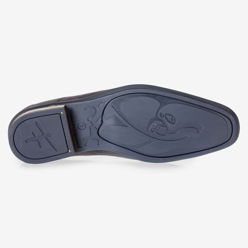 Donkergrijze su&egrave;de veterboot met print