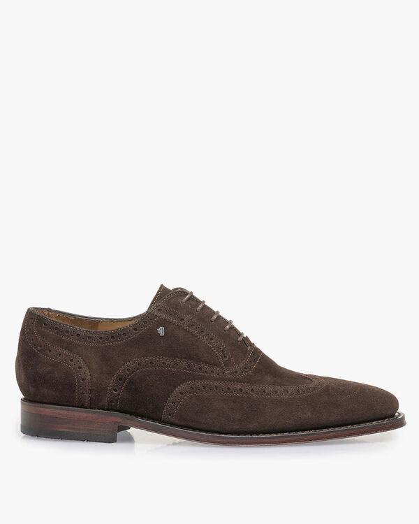 Donkerbruine su&egrave;de brogue