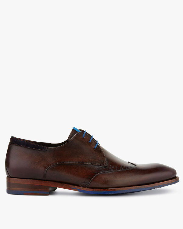 Lace shoe calf leather dark brown